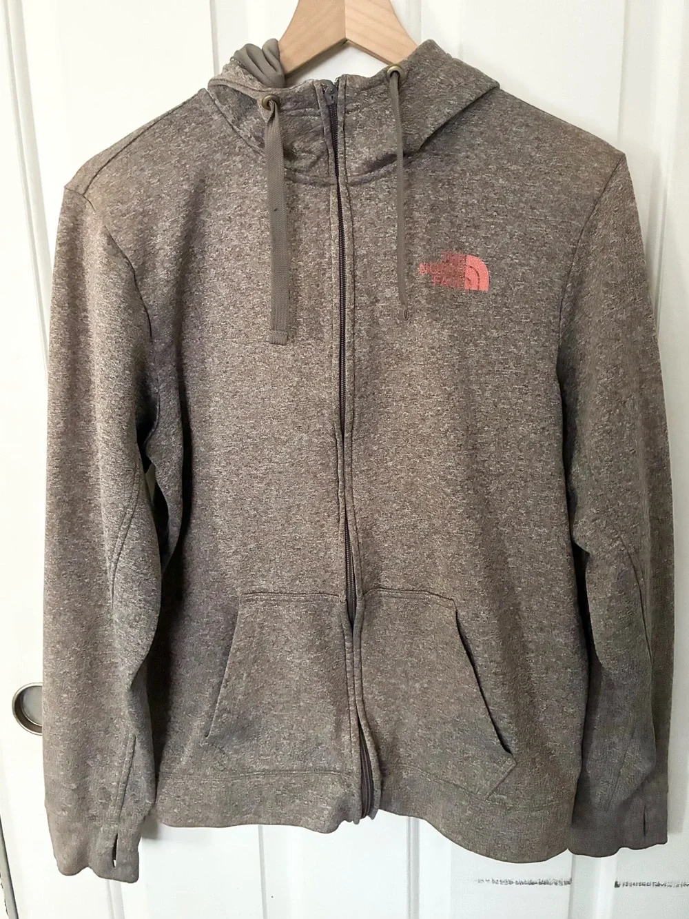 The North Face Heathered Light Brown Zip-Up Hoodie